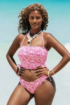 Cupshe Abigayle Jacquard Drawstring Side Halter Tankini