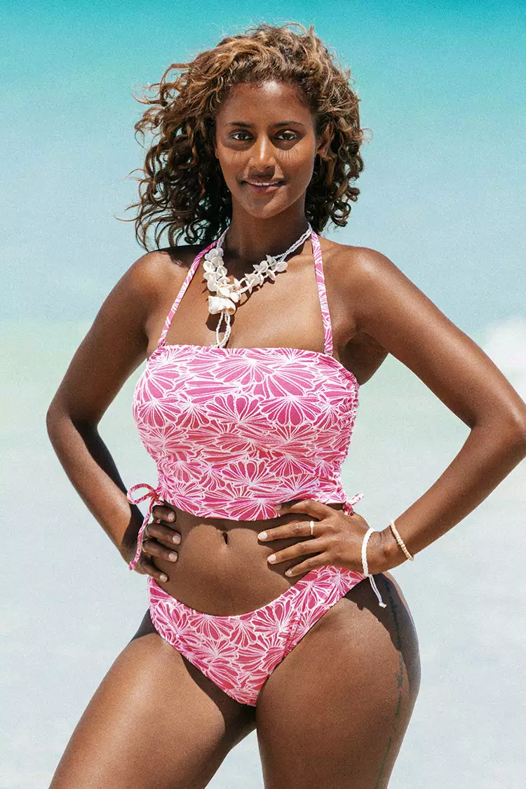 Cupshe Abigayle Jacquard Drawstring Side Halter Tankini 1 Cupshe Abigayle Jacquard Drawstring Side Halter Tankini