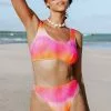 Cupshe Radiant Sun Ombre Bralette Bikini Top & High Waist Bikini Bottom