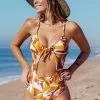 Cupshe Alexys Abstract Print Cut-out One Piece Swimsuit