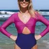 Cupshe Kaylin Color Block Cut Out Long Sleeve One Piece Swimsuit