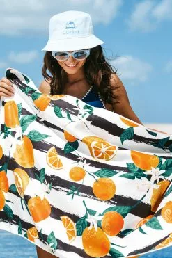Cupshe Wilshire Orange And Striped Beach Blanket