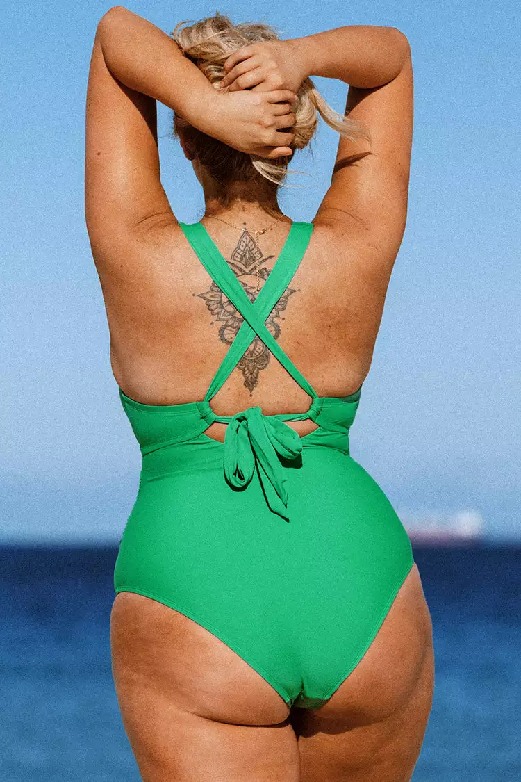 Cupshe Dessert & Daiquiris Shirred Halter Plus Size One Piece Swimsuit 2 Cupshe Dessert & Daiquiris Shirred Halter Plus Size One Piece Swimsuit - Image 2