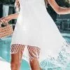 Cupshe White Backless Cover Up with Tassels