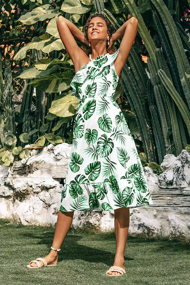 Cupshe Violet Tropical One Shoulder Ruffle Dress 6 Cupshe Violet Tropical One Shoulder Ruffle Dress - Image 6