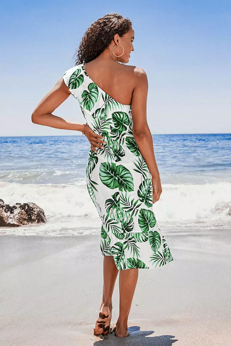 Cupshe Violet Tropical One Shoulder Ruffle Dress 5 Cupshe Violet Tropical One Shoulder Ruffle Dress - Image 5