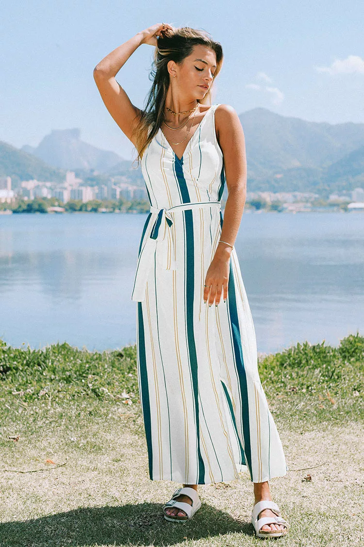 Cupshe Addilyn Striped Wrap Tie Waist Dress 1 Cupshe Addilyn Striped Wrap Tie Waist Dress