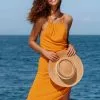 Cupshe Haleigh Orange Backless Split Tea Length Dress
