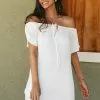 Cupshe Paloma White Off Shoulder Drawstring Dress