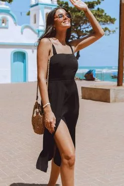 Cupshe Amayah Black Shoulder Tie Maxi Dress