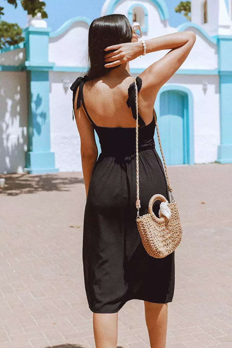 Cupshe Amayah Black Shoulder Tie Maxi Dress 2 Cupshe Amayah Black Shoulder Tie Maxi Dress - Image 2