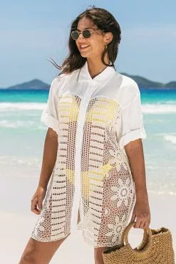 Cupshe Katelynn Crochet Button-up Shirt Kimono