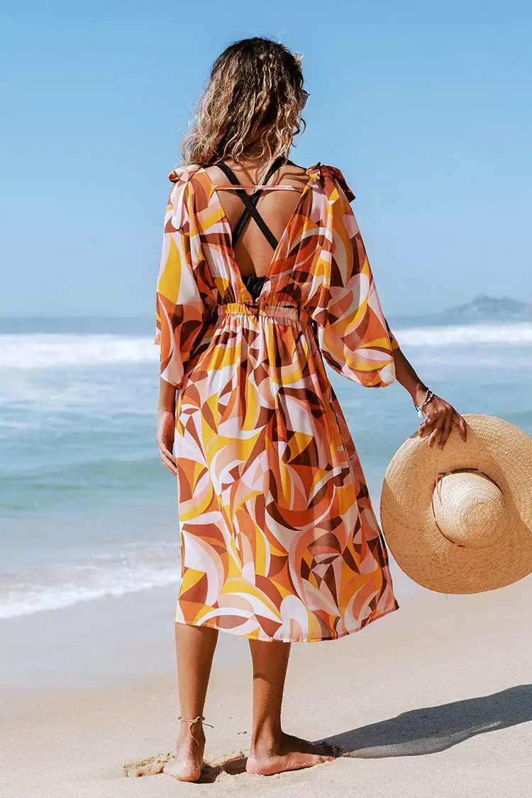 Cupshe Elissa Geometric Print Tie Shoulder Cover-up Dress 2 Cupshe Elissa Geometric Print Tie Shoulder Cover-up Dress - Image 2