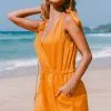 Cupshe Ayanna Orange Tie Shoulder Plunging Romper