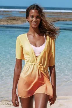 Cupshe Tiara Ombre Print Plunge Drawstring Cover Up