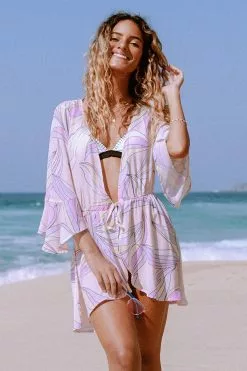 Cupshe Samantha Bell Sleeve Tie Waist Cover Up