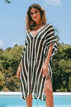 Cupshe Shawna Stripe V-neck Split Cover Up