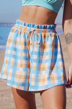 Cupshe Janae Plaid Elastic Waist Shorts