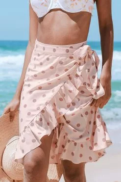 Cupshe Annette Polka Dot Ruffle Tie Side Beach Skirt