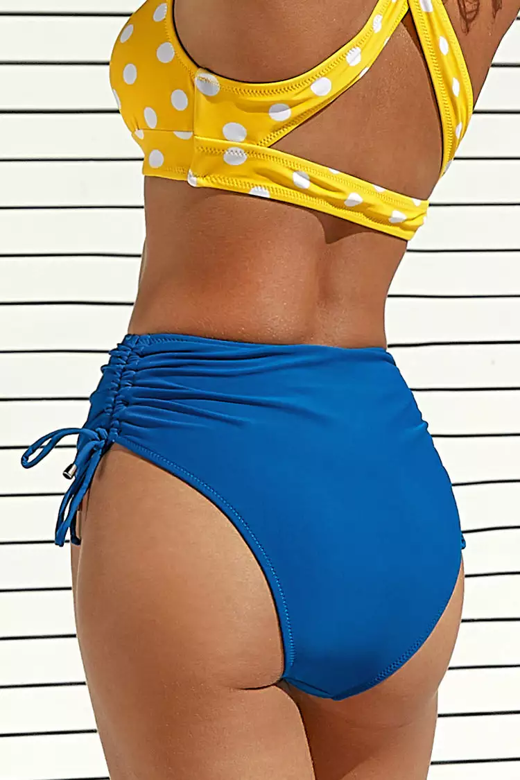 Cupshe Blue Side Ruched High Waisted Bikini Bottom 2 Cupshe Blue Side Ruched High Waisted Bikini Bottom - Image 2