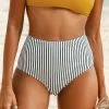 Cupshe Striped High Waisted Bikini Bottom