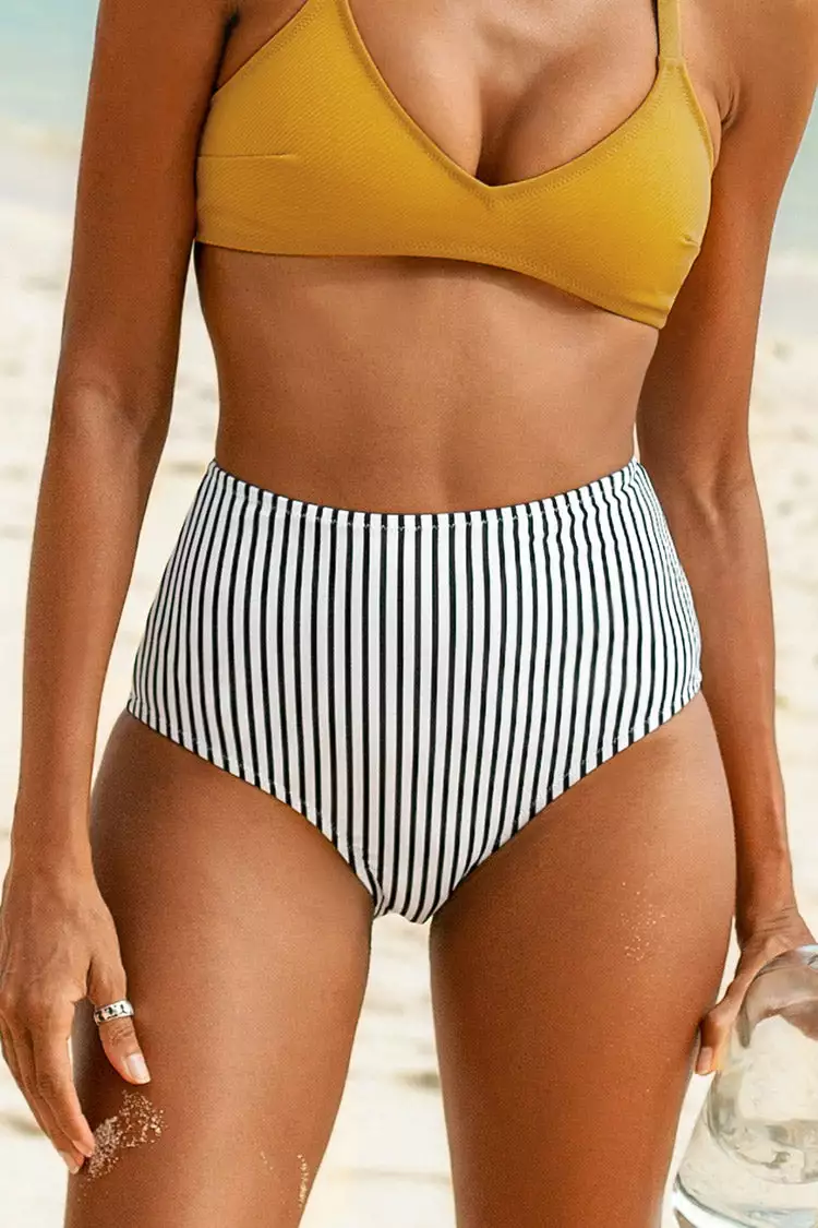 Cupshe Striped High Waisted Bikini Bottom 1 Cupshe Striped High Waisted Bikini Bottom