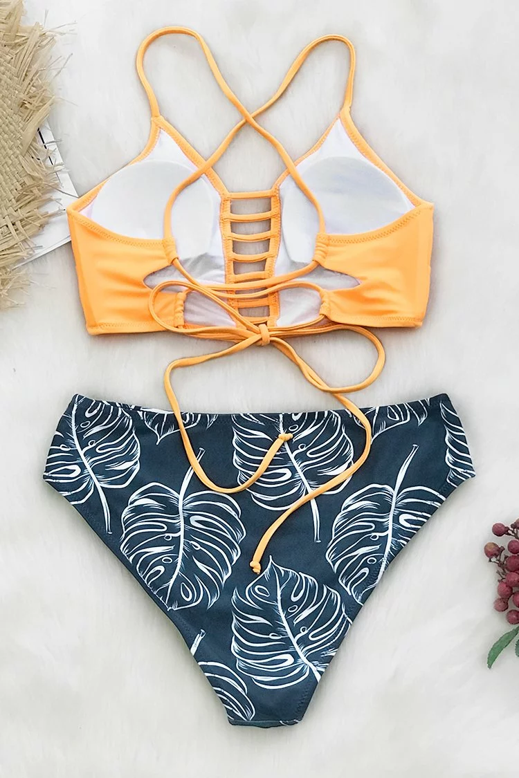 CUPSHE Yellow and Leaves Print Bikini 3 CUPSHE Yellow and Leaves Print Bikini - Image 3
