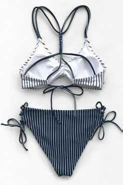 CUPSHE Navy And White Stripe Strappy Lace-Up Bikini 11 CUPSHE Navy And White Stripe Strappy Lace-Up Bikini -Deals Cupshe Store IMG 1394 2