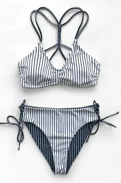 CUPSHE Navy And White Stripe Strappy Lace-Up Bikini 10 CUPSHE Navy And White Stripe Strappy Lace-Up Bikini -Deals Cupshe Store IMG 1411 2
