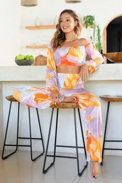 Cupshe Desert Bloom Off Shoulder Long Sleeve Crop Sweatshirt