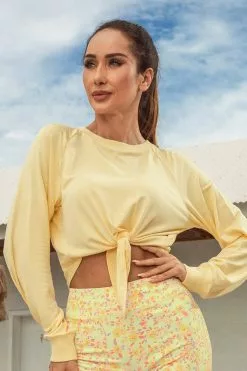 Cupshe Passion Knot Hem Raglan Sleeve Crop Sweatshirt