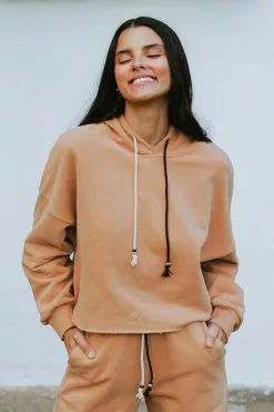 Cupshe Tangerine Drawstring Front Drop Shoulder Hoodie