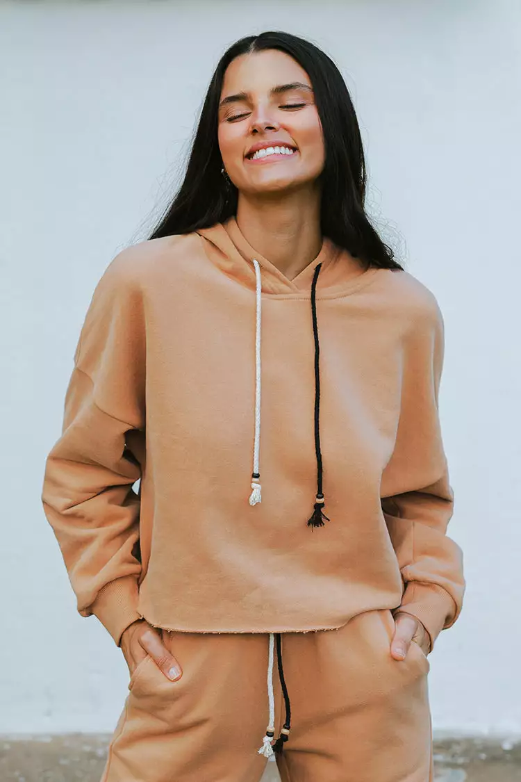 Cupshe Tangerine Drawstring Front Drop Shoulder Hoodie 1 Cupshe Tangerine Drawstring Front Drop Shoulder Hoodie
