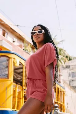 Cupshe Weekender Solid Top And Shorts Set