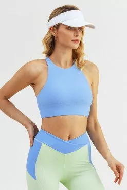 Cupshe Paradise Point Blue Criss Cross Sports Bra