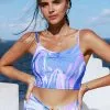 Cupshe Spring Fling U-neck Marble Ruched Sports Bra