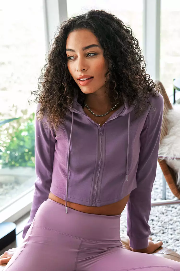 Cupshe Silver Star Zipper Front Drawstring Crop Hoodie 1 Cupshe Silver Star Zipper Front Drawstring Crop Hoodie