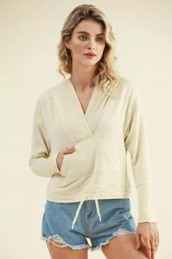 Cupshe Gemma Beige Long Sleeve Drawstring Hoodie 7 Cupshe Gemma Beige Long Sleeve Drawstring Hoodie -Deals Cupshe Store WSN0017BW 3