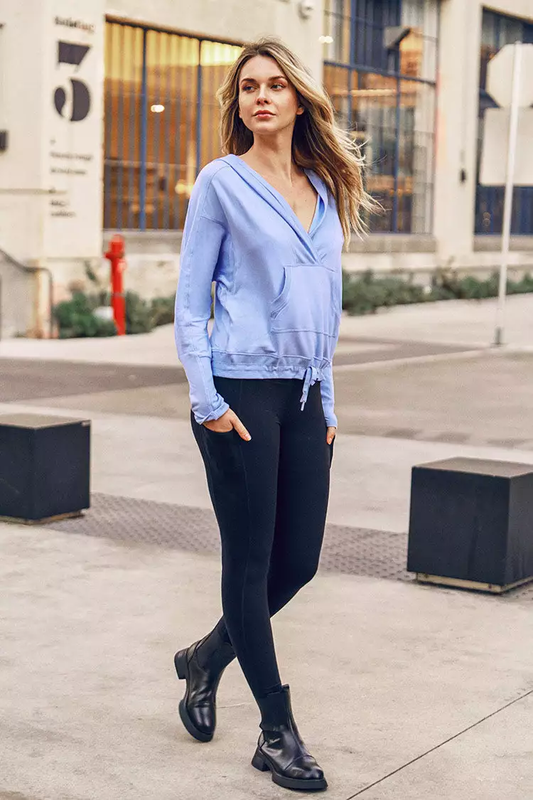 Cupshe Private Jet Light Blue Long Sleeve Drawstring Hoodie 3 Cupshe Private Jet Light Blue Long Sleeve Drawstring Hoodie - Image 3