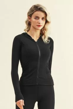 Cupshe Venice Black Front Zipper Hoodie