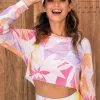 Cupshe Paradise Leaf Print Long Sleeve Crop Sweatshirt