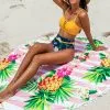 Cupshe Floral and Pineapple Round Beach Blanket